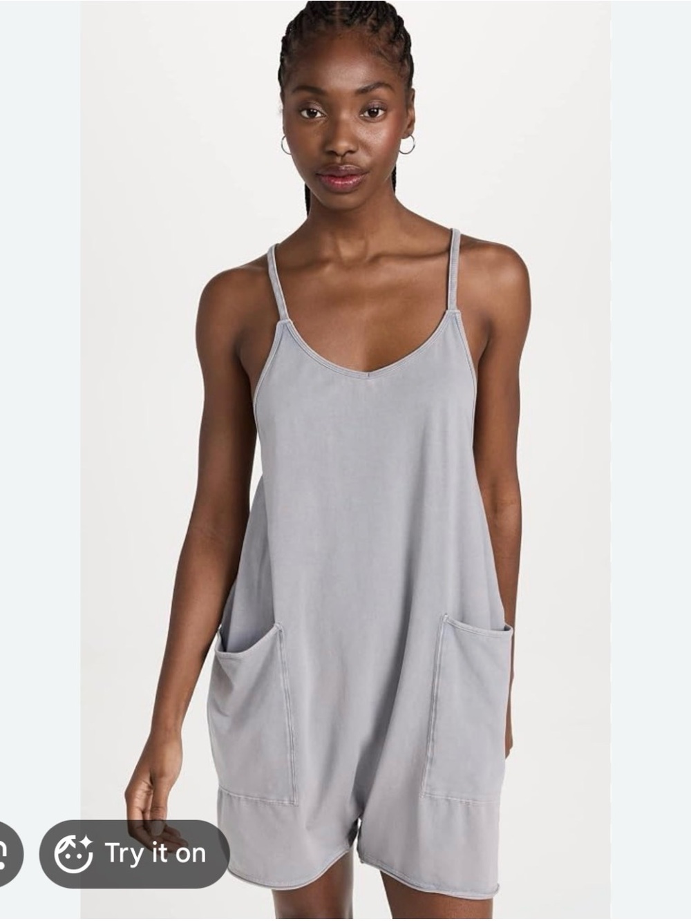 Free People Movement Hot Shot Mini Romper Grayish L